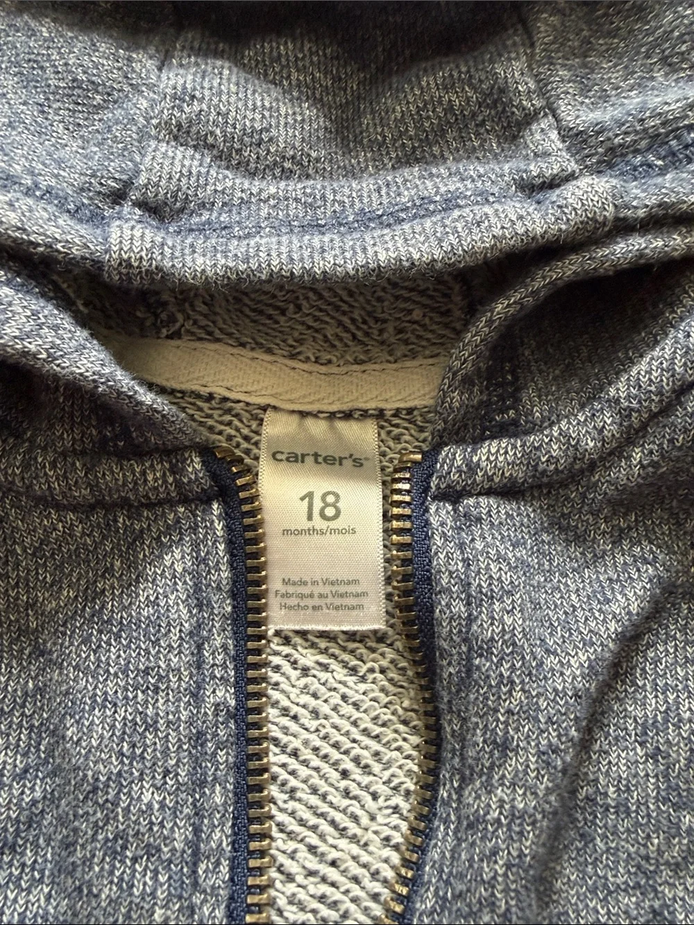 Carter's Heathered Gray Zip Hoodie with Navy Joggers 18 Month Bundle